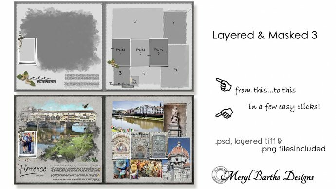 Layered & Masked Template 3 - 2 Page Spread